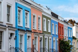 row of colourful houses