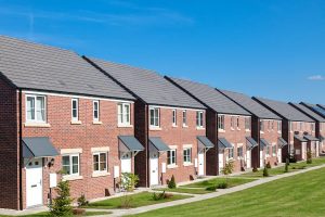A row of newly built affordable houses