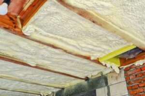 Spray foam insulation in a roof