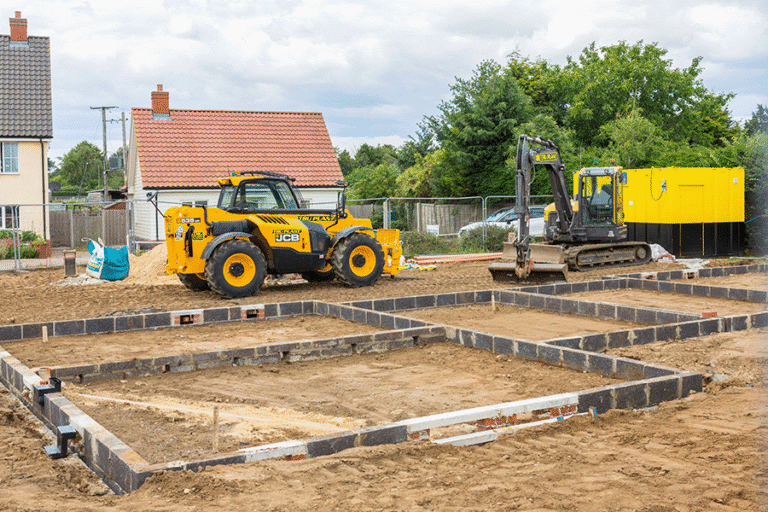 A small building site in a Suffolk village