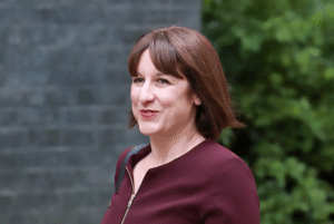 The chancellor Rachel Reeves walking outside
