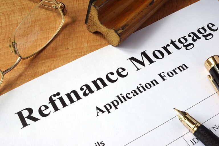 An application form with the words 'refinance mortgage' at the top