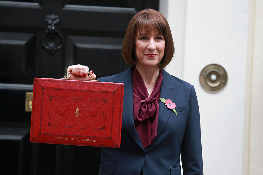 Chancellor Rachel Reeves holding the budget briefcase