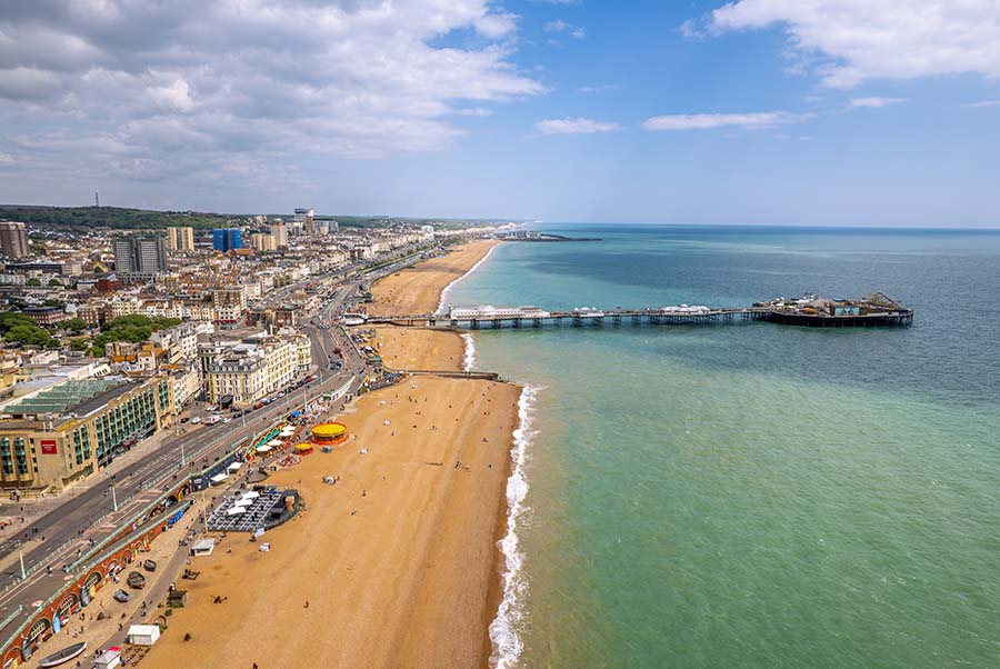 An aerial view of Brighton seafront