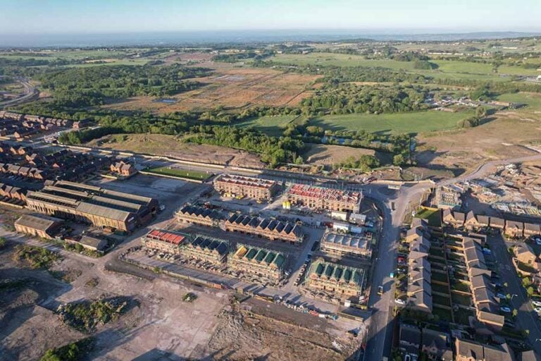 Construction underway on a large residential site in England