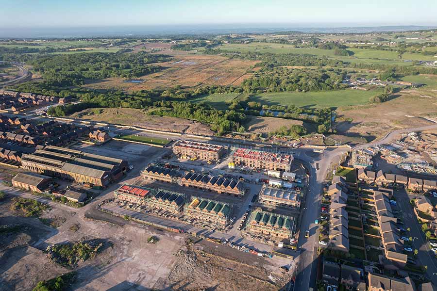 Construction underway on a large residential site in England