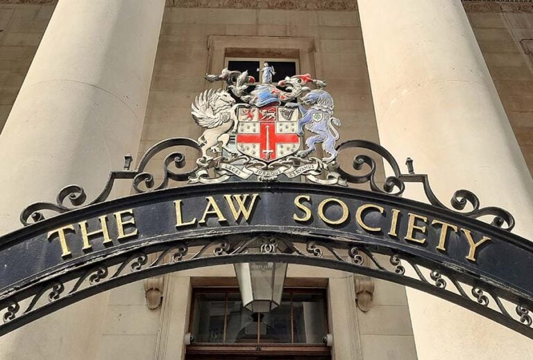 The Law Society sign shot from below