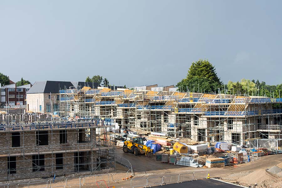 A large residential construction site