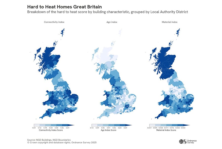 OS maps of hard to heat homes