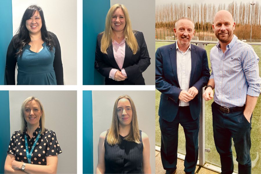 Left hand image clockwise from top left Selina Kong, Kelly McDonnell, Beth Williams, Sian Brown. Right hand image left to right Tim Jordan and Tom Parkinson