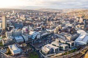 An aerial view of Sheffield