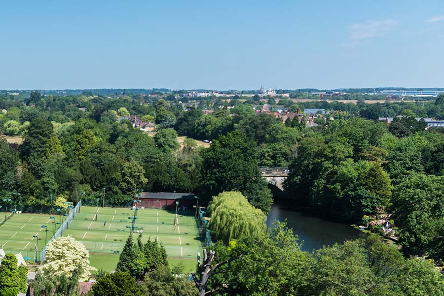 An aerial view of greenbelt land in Warwickshire