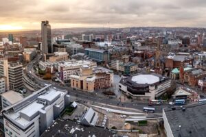 An aerial view of Sheffield