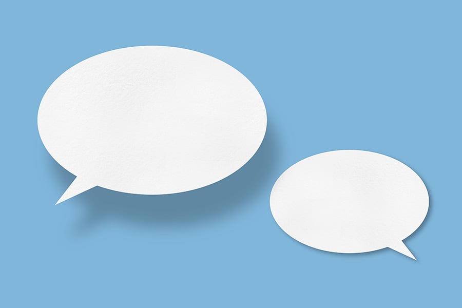 Speech bubbles on a blue background