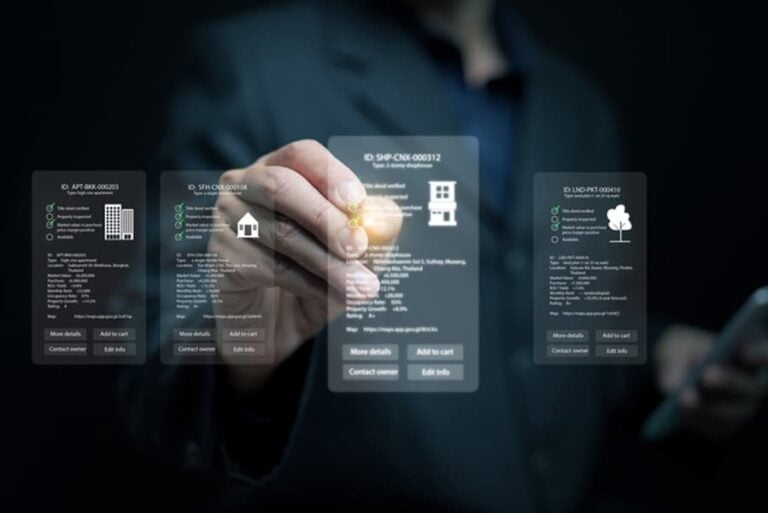 Hand reviewing digital property data