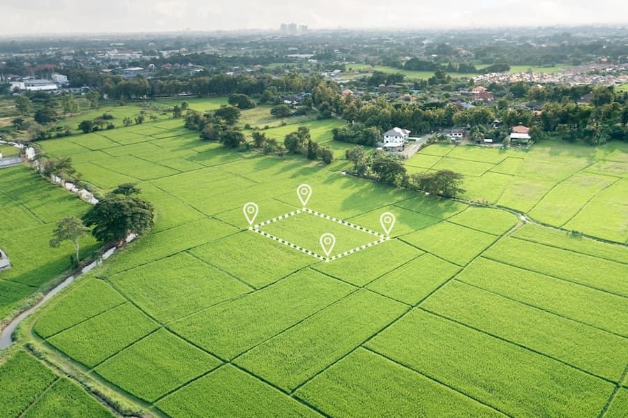Plot of land with digital boundary