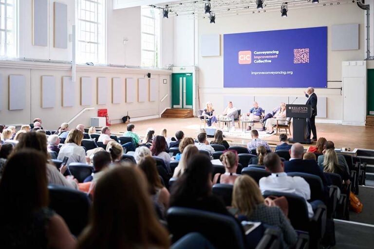 A view of the stage and audience at the BLG conference