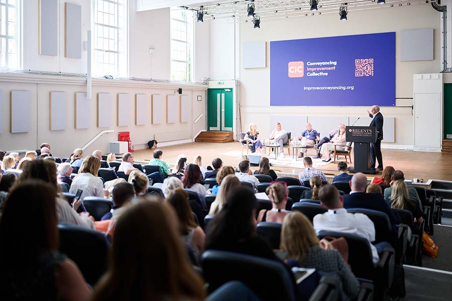 A view of the stage and audience at the BLG conference