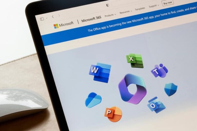 Microsoft office 365 icons on a laptop