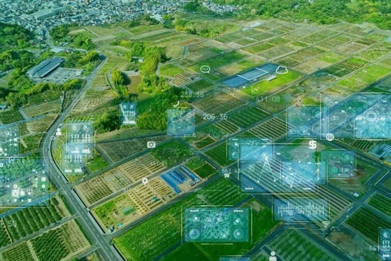 Agricultural land aerial view and statistics concept. Data analysis