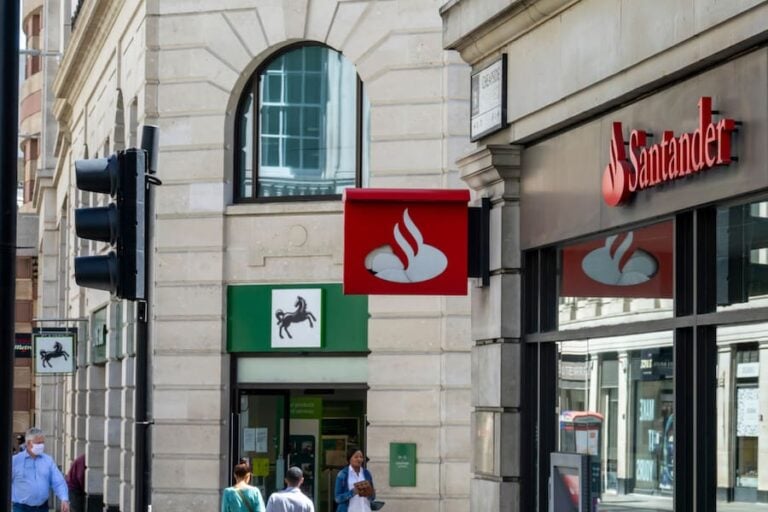 Santander and Lloyds high street bank exterior