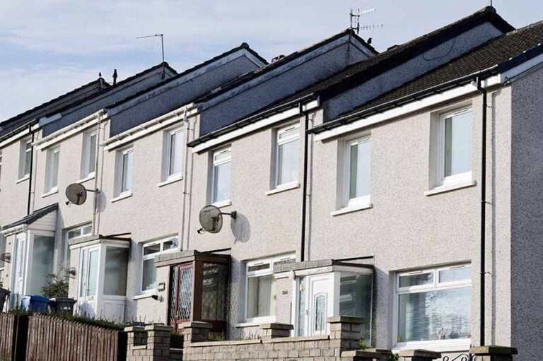 A row of council houses in England