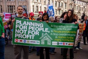 A protest against large scale housing development