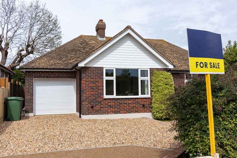 An empty bungalow for sale.