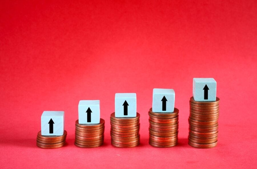 Coins in stacks going up